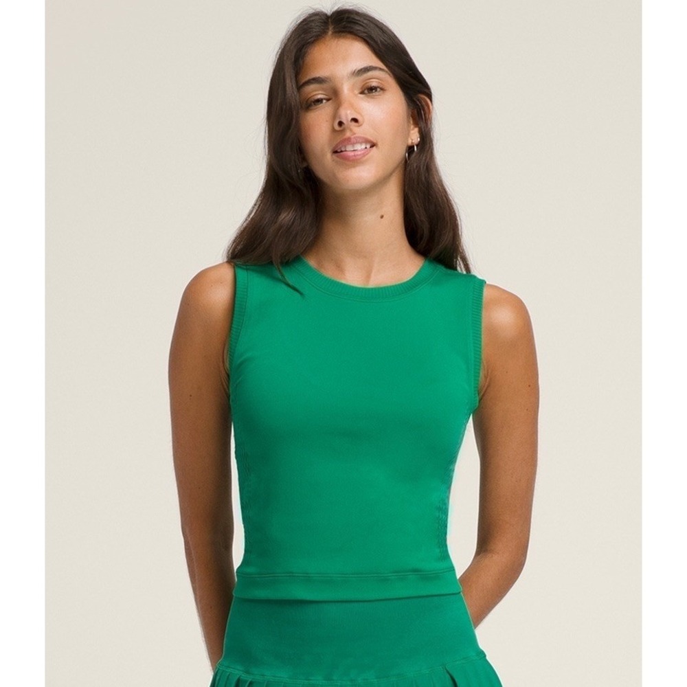 Wilson Pro Seamless Tank Courtside Green Mesh Tennis Athletic Top Small